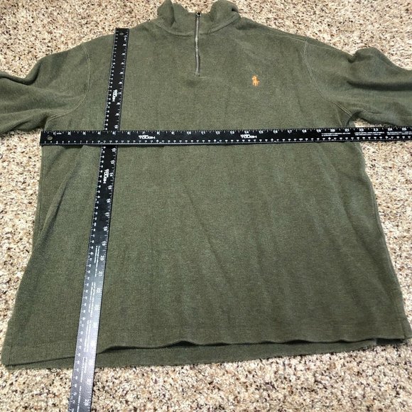 Polo Ralph Lauren Pullover Sweater Long Sleeve 1/4 Zip Size L Green 100% Cotton - Picture 4 of 7